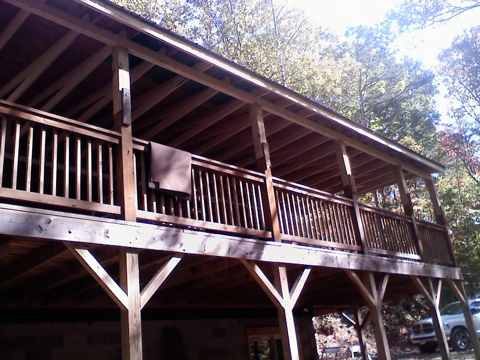 Timber framing under a new elevated porch and deck — Roof Leak Repair in Schaumburg by Roofing Brothers